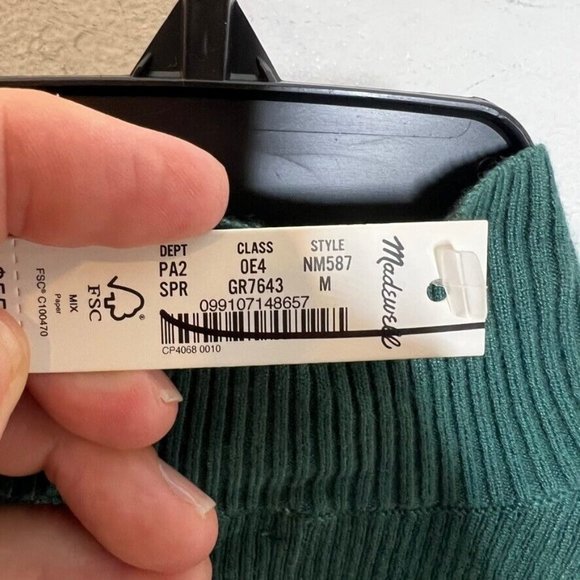 Madewell $55 Signature Knit Mockneck Sweater Tank Spruce Green Size M NM587 - Picture 6 of 7